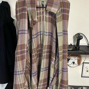 Lauren Ralph Lauren Plaid Coat in Brown, Lavender and Cream